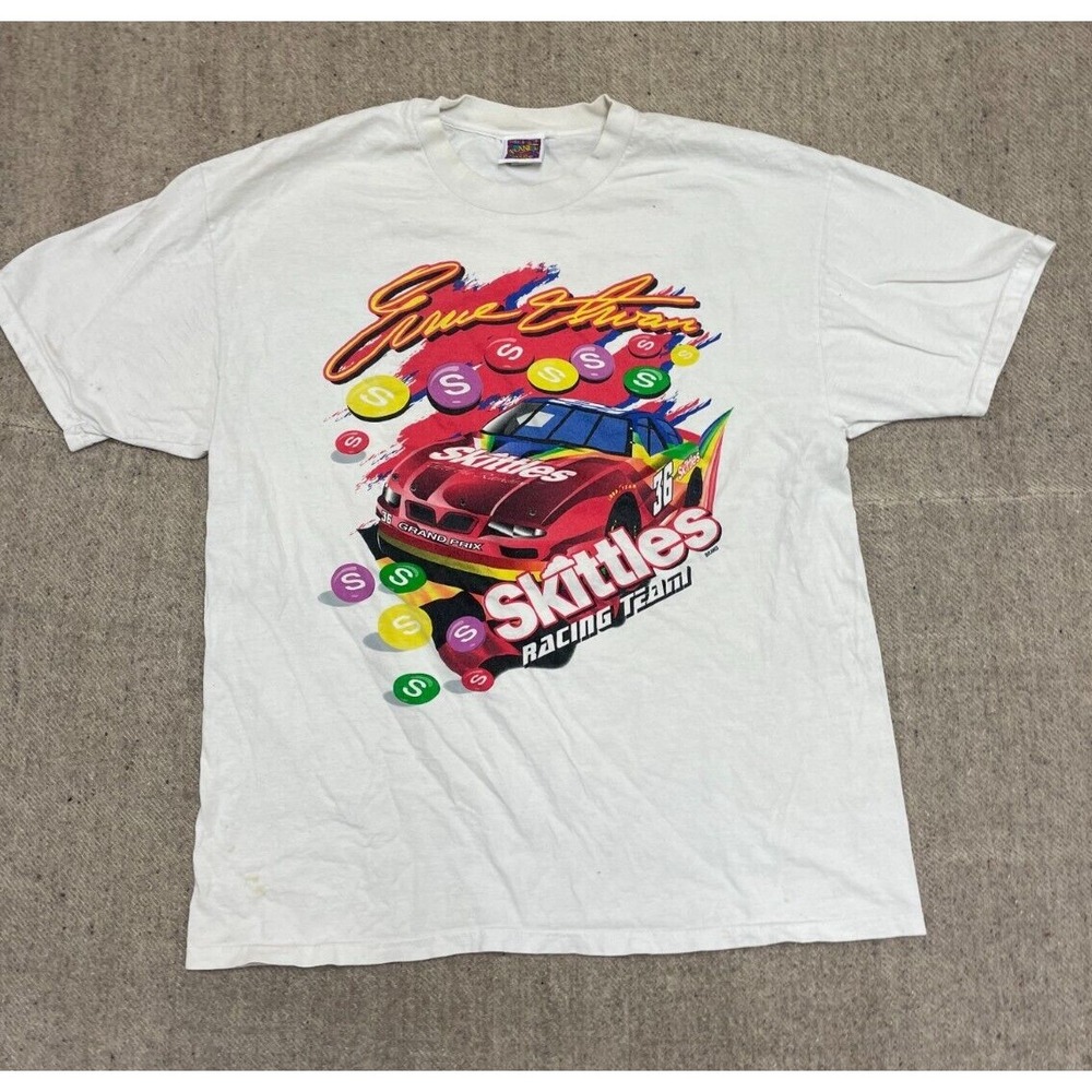 Vintage Ernie Irvan Shirt men xl White 1990s nascar Skittles racing - Picture 1 of 9
